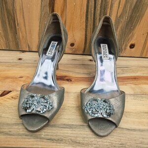 Badgley Mischka Metallic Embellished Heels